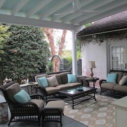 Covered patio seating area